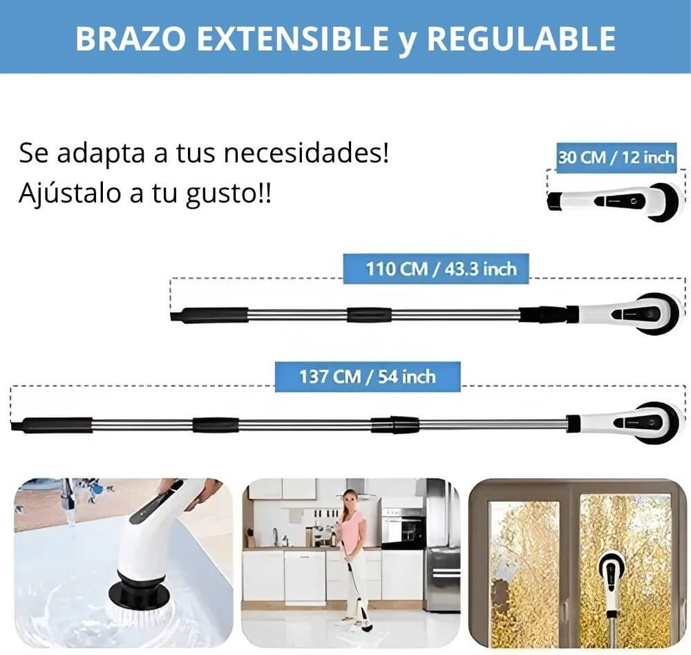 Cepillo Eléctrico Recargable para Limpieza Pisos, Baño, Cocina