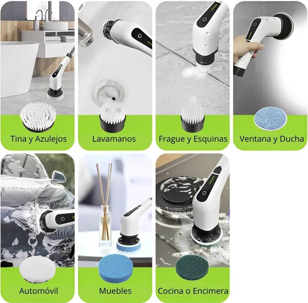 Cepillo Eléctrico Recargable para Limpieza Pisos, Baño, Cocina